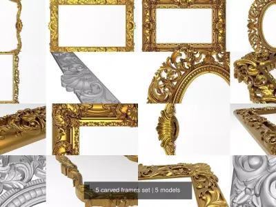 5 carved frames set 3D Model Pack 2