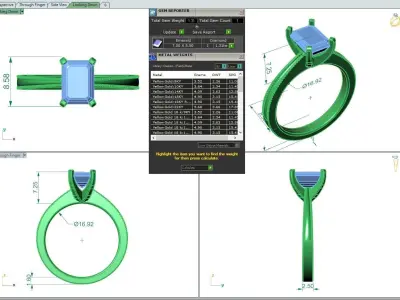 Engagement ring Lucia emerald  3D print model