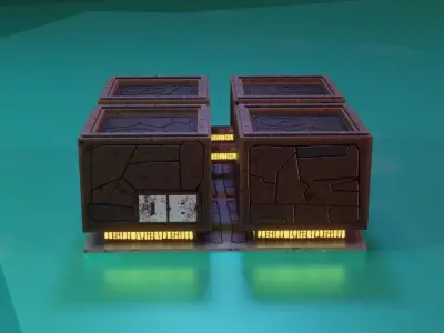 Modular Stylized Cyberpunk Building 6 Free low-poly 3D model