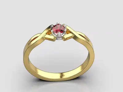 Golden ring with ruby 122 3D print model