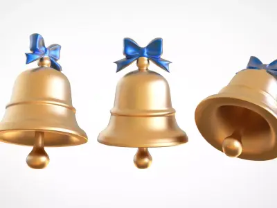 Christmas Bells Realistic Holiday Decoration Asset 003 Low-poly 3D model