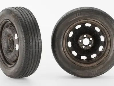 Rusty Wheel for ordinary Vehicles Low-poly 3D model