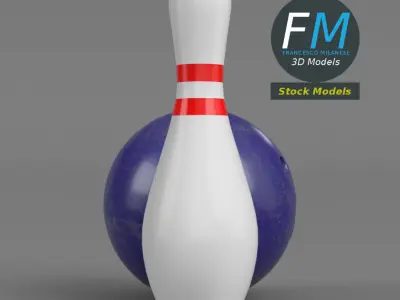Bowling ball and pin 3D model