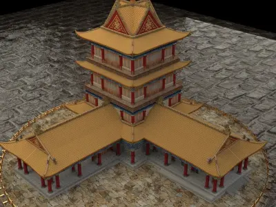 Chinese ancient house 3D model 37