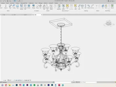 Chandelier or Classical Hanging Lamp Revit Family Interior 3D model