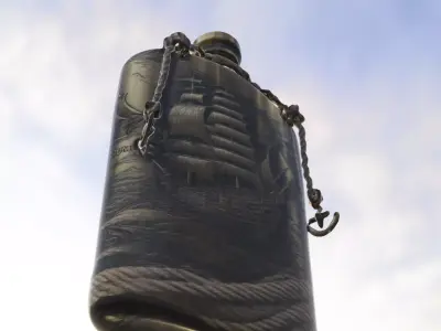 Vintage Pirate Ship Flask Low-poly 3D model