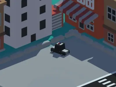Police car driving game Low-poly 3D model