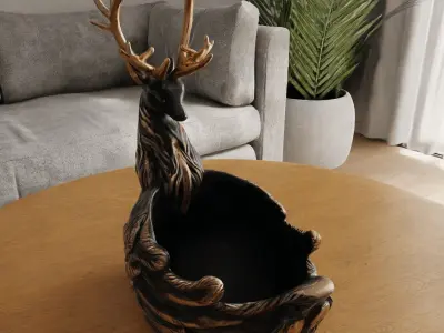 deer planter - vase - garden urn - candy dish - candle holder 3D print model