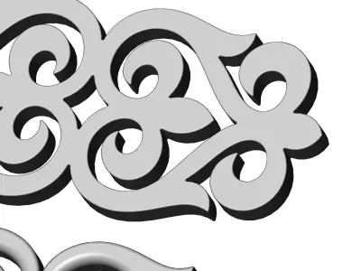 Carved floral pattern strip onlay and molding relief 3D print model