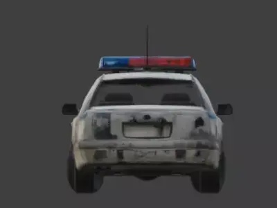 Wrecked Police Cruiser Post Apocalyptic 3D Model Low-poly 3D model