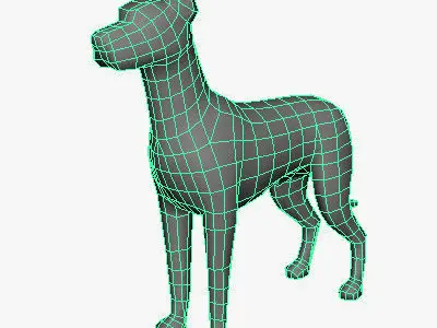 Low Poly Great Dane Low-poly 3D model