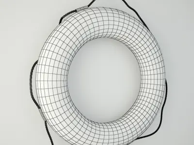 1950s Red and White Life Preserver 3D model