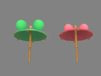 Cartoon umbrellas - bartender decoration Low-poly 3D model