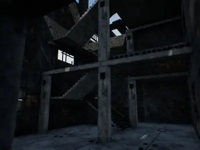Modular Abandoned Building PBR Low-poly 3D model