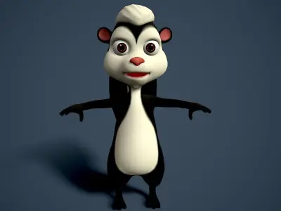 cartoon polecat Low-poly 3D model