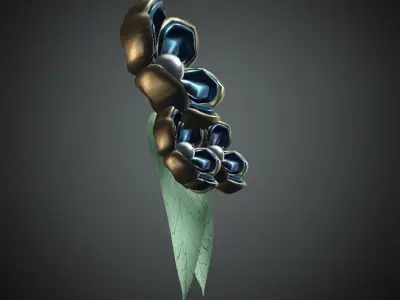 DTS-Model3G-HairAcc-E flower brooch Low-poly 3D model