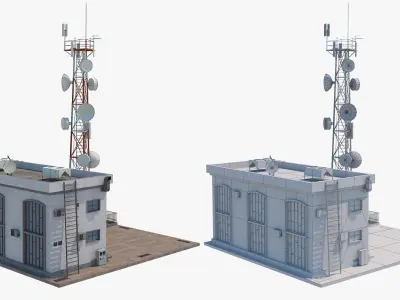 Radio Station - Communication Tower  Low-poly 3D model
