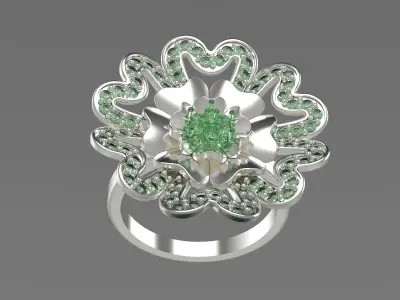 art deco heart flower diamond 3D print model