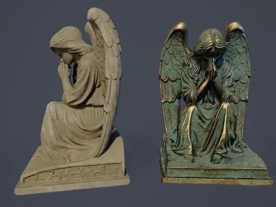 Angel Statue PBR Low-poly 3D model