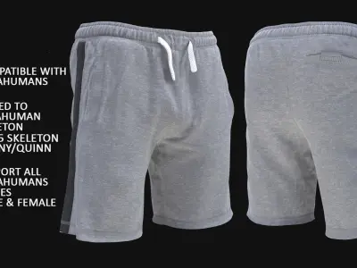 Shorts 221 - All MH Bodies - UE5 Skeletons - Rigged Low-poly 3D model