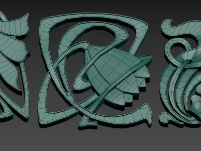 Art Nouveau flower ornaments 3D print model