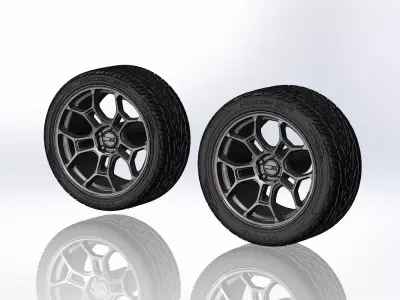 Set of wheels Am Racing GT Street 20inch for scale model 3D print model