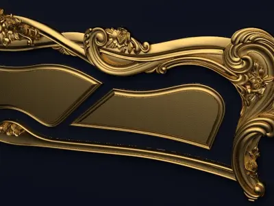 Classic Carved Bed 3D model 01 3D model