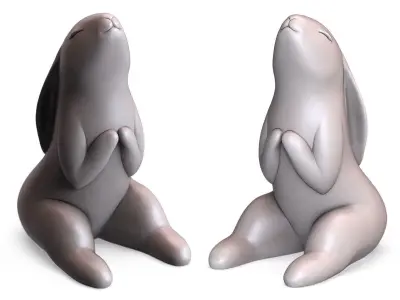 Cute Happy Rabbit Statue Home Decor 3D print model