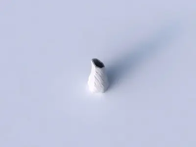 Vase top bent hexagon with fine twisted organic cells 3D print model