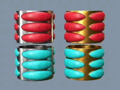 Forged bracelets with stones Low-poly 3D model