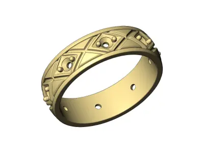 Diamond cross engraved band US sizes 5to9 3D print model