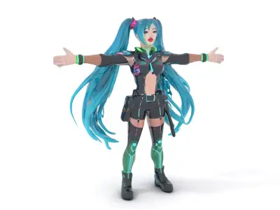 Neon Cyberpunk Diva model pack Low-poly 3D model