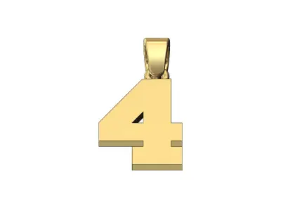 NBA font number 4 pendant charm with bail 3D print model