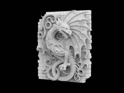 Dragon Wall Relief 3d Print Model 3D print model