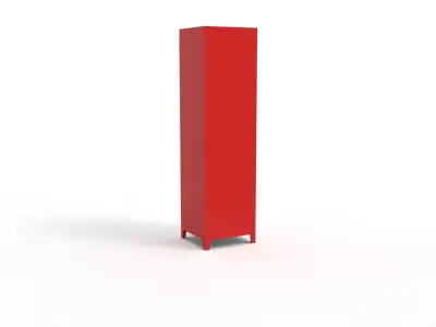 METAL CABINET-SINGLE LONG-TWO COVER-RED AND WHITE Low-poly 3D model