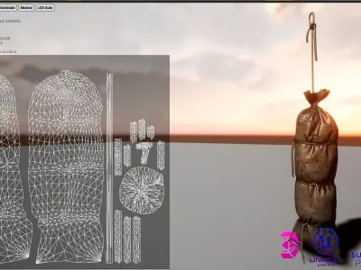 long hanging bags Low-poly 3D model