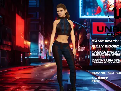 Casual girl full rigged - game ready - animated Low-poly 3D model