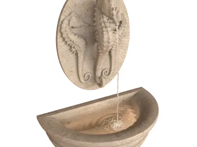 Seahorse Wall Fountain Water Feature 3D model