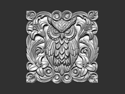 owl wall frame decor  3D print model