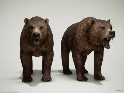 Brown Bear game ready PBR  Low-poly 3D model