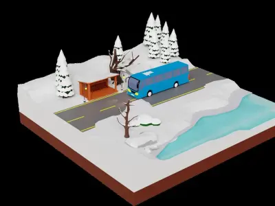 Winter Land H5 Low-poly 3D model