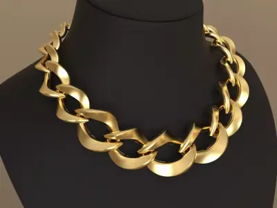 Graduated Cuban Chain Link Almond Model 3D print model