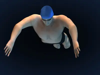 Swimming Man Frog Style Riged and Animated Low-poly 3D model