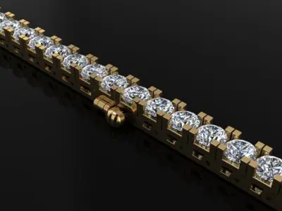 Box Style Diamond Tennis Bracelet 3mm50 3D print model