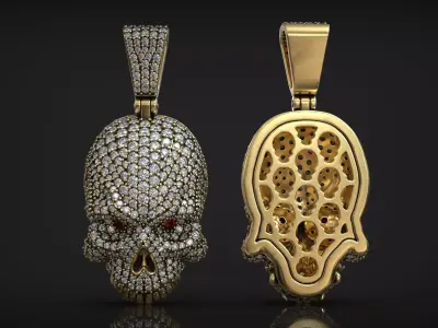 Iced Out Skull Pendant for High End Hip Hop Jewelry 3D print model