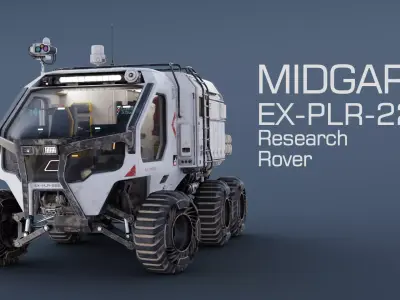 PBR-Unreal-Midgard Expedition Vehicle Rover Low-poly 3D model