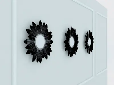 Decorative Metal Mirror plants with gold   M 16 3D model