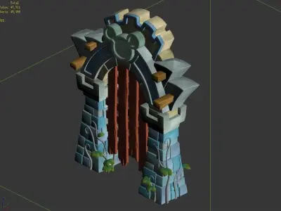 Game Cartoon - City - City Gate 03 3D model