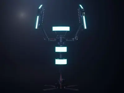 Cyber Candelabrum game ready asset Low-poly 3D model