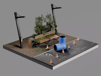 URBAN DESIGN BUNDLE - COMBO PACK Low-poly 3D model